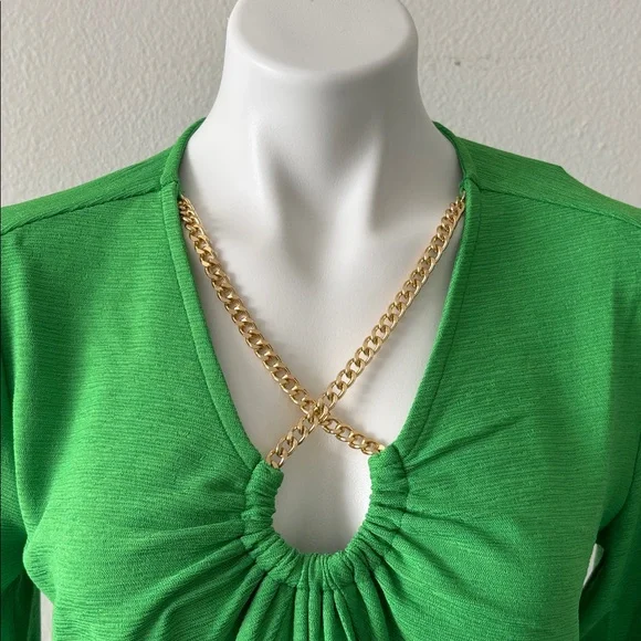 Michael Kors Green Top with Gold Accent - Picture 5 of 9